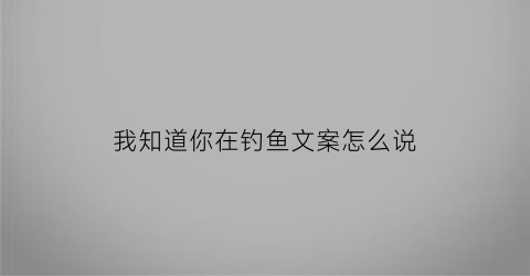 “我知道你在钓鱼文案怎么说(你在钓鱼鱼在看你)