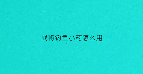 “战将钓鱼小药怎么用(战将鱼竿是哪个地方产的)