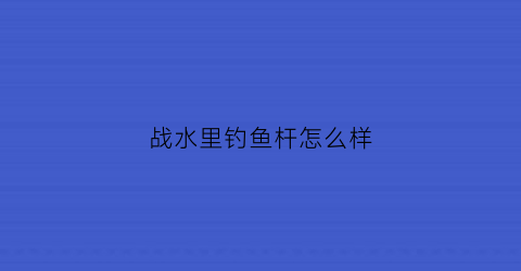 “战水里钓鱼杆怎么样(战鲤鱼竿)