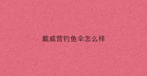 戴威营钓鱼伞怎么样(戴威现在)