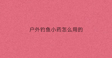 户外钓鱼小药怎么用的(野钓小药怎么使用效果最佳)
