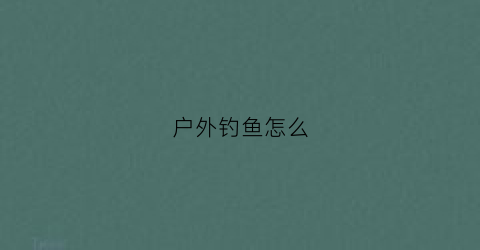 户外钓鱼怎么(户外钓鱼怎么防蚊)