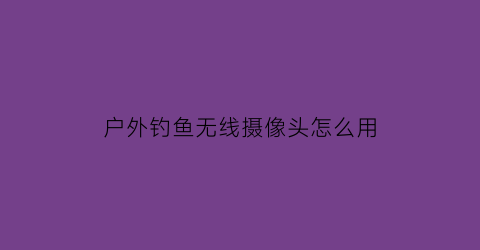 户外钓鱼无线摄像头怎么用(钓鱼摄像头钓鱼探测器视频)