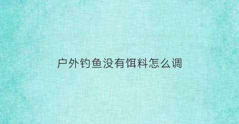 “户外钓鱼没有饵料怎么调(在野外没有鱼竿怎么钓鱼)