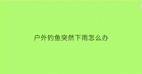 “户外钓鱼突然下雨怎么办(野钓下雨)