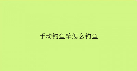 “手动钓鱼竿怎么钓鱼(手动钓鱼竿怎么钓鱼的)