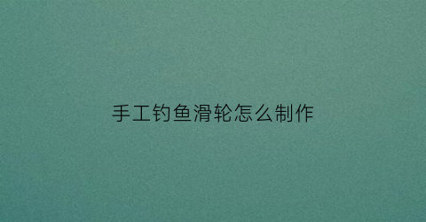 手工钓鱼滑轮怎么制作(手工钓鱼滑轮怎么制作图片)