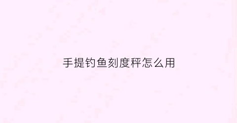 手提钓鱼刻度秤怎么用(钓鱼的刻度铅怎什么用)