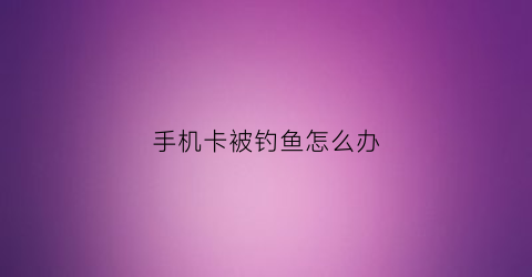 手机卡被钓鱼怎么办(手机被卡住怎么办)