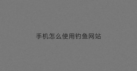 手机怎么使用钓鱼网站