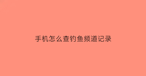 手机怎么查钓鱼频道记录(钓鱼查钓点哪个软件好)
