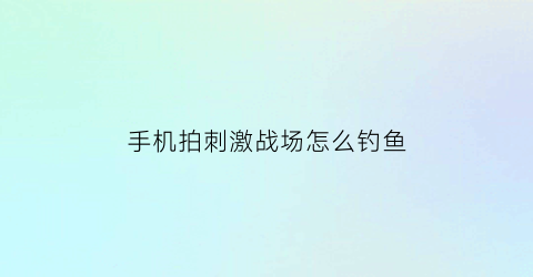 手机拍刺激战场怎么钓鱼(刺激战场手游版怎么录视频)