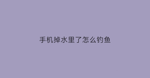 “手机掉水里了怎么钓鱼(手机掉水里补救)