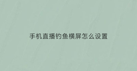 手机直播钓鱼横屏怎么设置(钓鱼直播双屏怎么弄的)