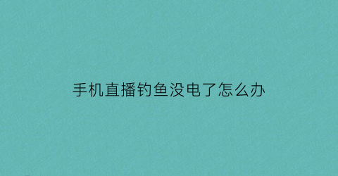 手机直播钓鱼没电了怎么办(手机直播钓鱼没电了怎么办呀)