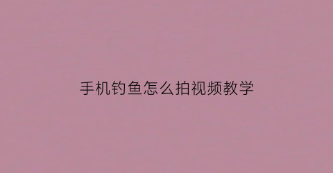 手机钓鱼怎么拍视频教学(手机实景钓鱼)