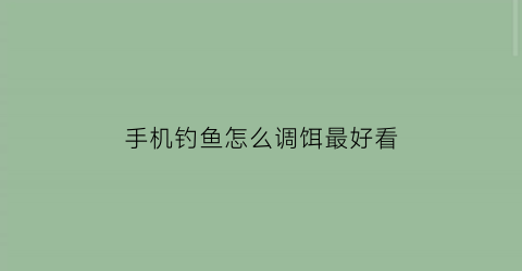 “手机钓鱼怎么调饵最好看(手机钓鱼怎么调饵最好看呢)