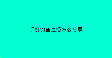 手机钓鱼直播怎么分屏(钓鱼直播如何把距离拉近)