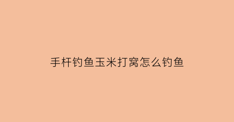 手杆钓鱼玉米打窝怎么钓鱼(野钓怎么用玉米打窝垂钓)