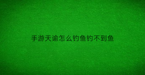 手游天谕怎么钓鱼钓不到鱼(天谕怎么开始钓鱼)