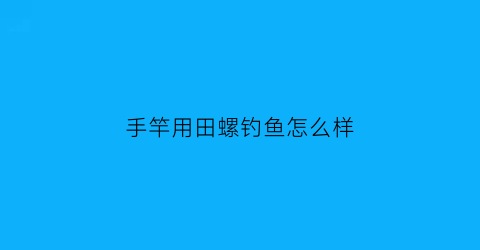 手竿用田螺钓鱼怎么样(抛竿用田螺能钓鱼吗)