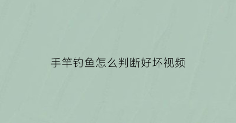 “手竿钓鱼怎么判断好坏视频(手竿钓鱼怎么判断好坏视频教程)