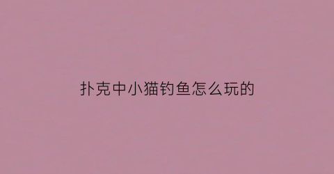 扑克中小猫钓鱼怎么玩的