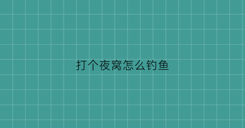 打个夜窝怎么钓鱼(夜钓怎样打窝钓鲤鱼)