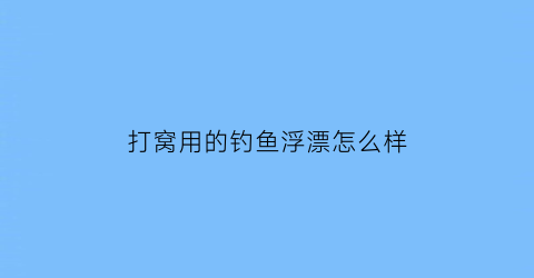 打窝用的钓鱼浮漂怎么样(打窝是打在浮漂前还是浮漂后)