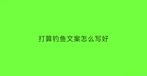 打算钓鱼文案怎么写好(钓鱼的文案该怎么写)