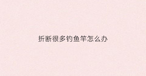 “折断很多钓鱼竿怎么办(折断的鱼竿是一本书吗)