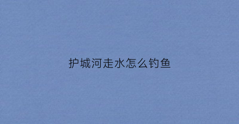 护城河走水怎么钓鱼(护城河钓鱼怎么选位置)
