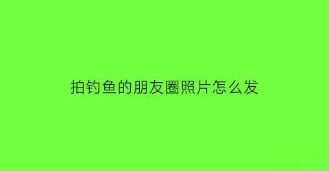 拍钓鱼的朋友圈照片怎么发