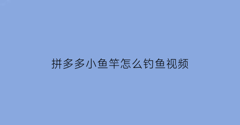 “拼多多小鱼竿怎么钓鱼视频(拼多多鱼杆怎么样)