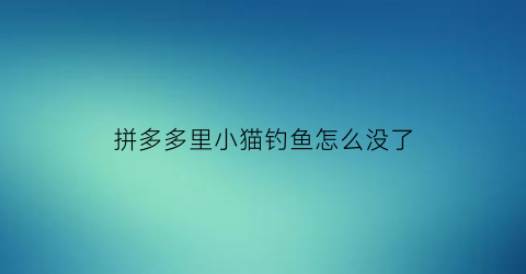 拼多多里小猫钓鱼怎么没了(我的拼多多上找不到猫了为什么)