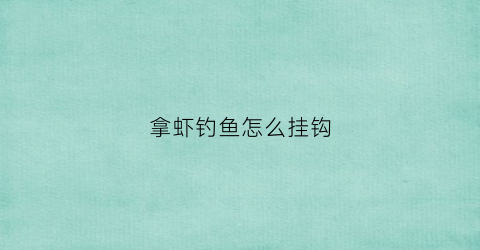 拿虾钓鱼怎么挂钩(拿虾钓鱼怎么挂钩的)