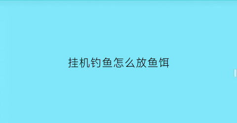 挂机钓鱼怎么放鱼饵(挂机钓鱼能钓到鱼王吗)