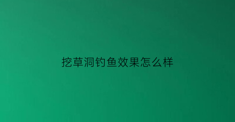 挖草洞钓鱼效果怎么样(钓鱼掏草洞用什么工具最好)