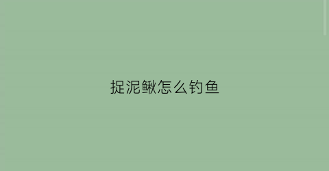 捉泥鳅怎么钓鱼(捉泥鳅怎么钓鱼视频)