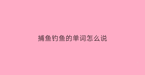 捕鱼钓鱼的单词怎么说(钓鱼捕鱼怎么读)