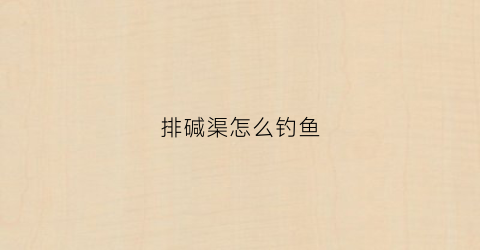 排碱渠怎么钓鱼