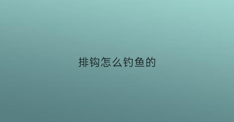 排钩怎么钓鱼的(排钩钓法)