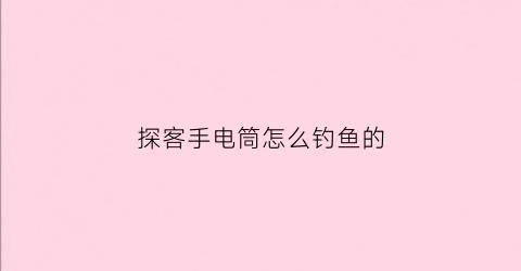 探客手电筒怎么钓鱼的(探客强光手电筒怎么样)