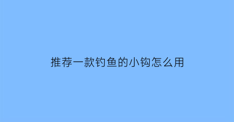 推荐一款钓鱼的小钩怎么用(推荐一款钓鱼的小钩怎么用视频)