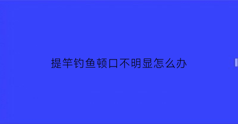 “提竿钓鱼顿口不明显怎么办(钓鱼时提竿快好还是慢好)