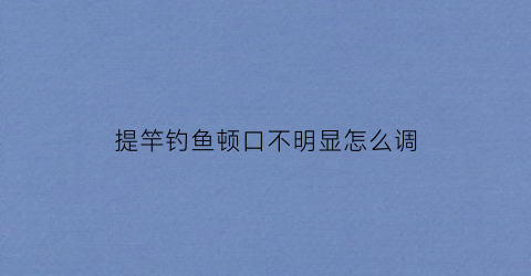 “提竿钓鱼顿口不明显怎么调(钓鱼时提竿快好还是慢好)