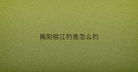 揭阳榕江钓鱼怎么钓(揭阳榕江有翘嘴钓吗)