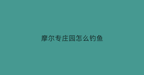 摩尔专庄园怎么钓鱼