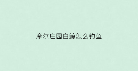 摩尔庄园白鲸怎么钓鱼(摩尔庄园白鲸钓鱼攻略)