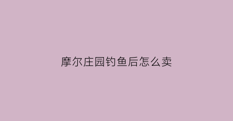 摩尔庄园钓鱼后怎么卖